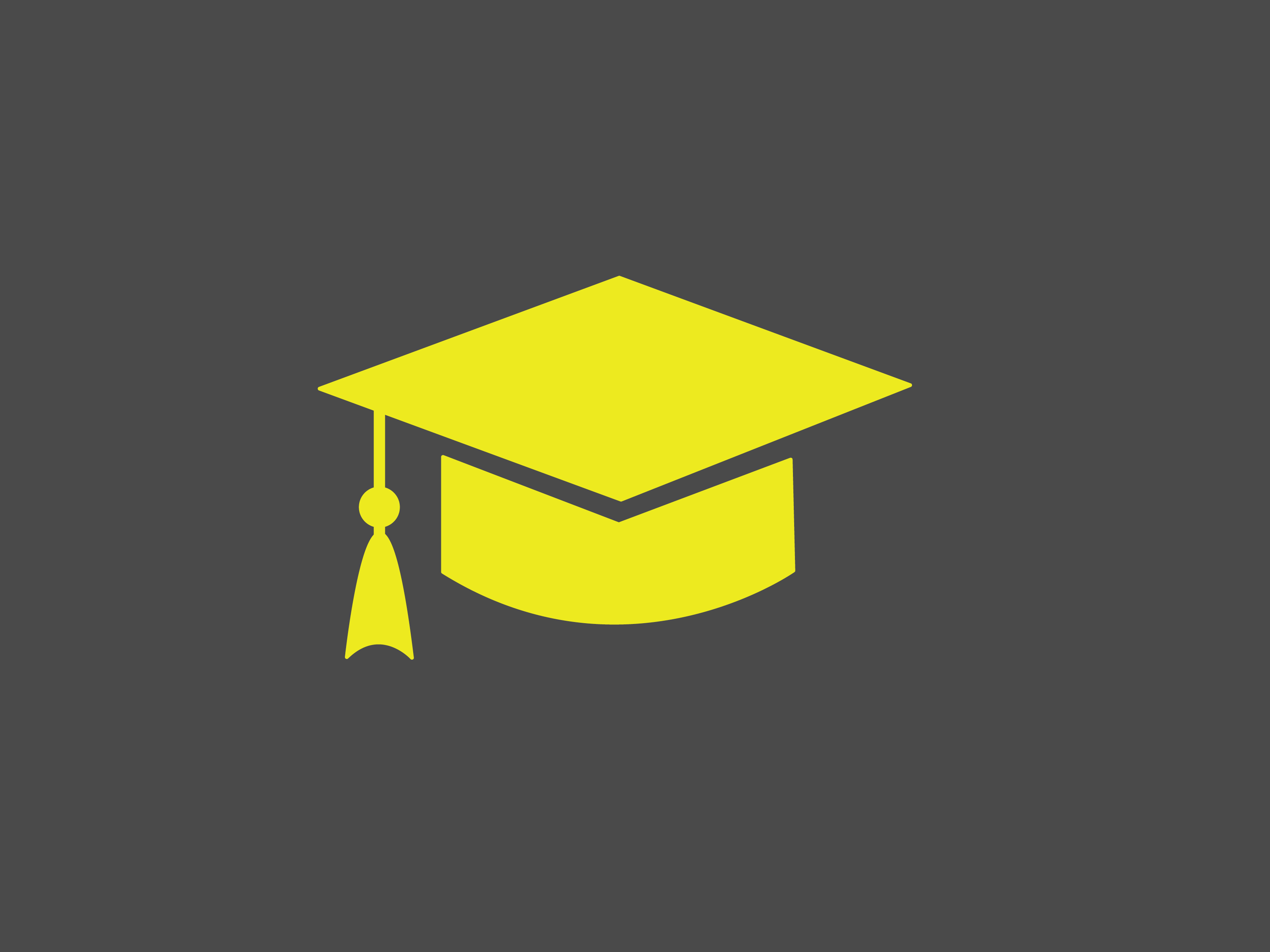 Illustration eines gelben Abschluss-Hutes mit Quaste auf dunkelgrauem Hintergrund – symbolisch für Bildung, Ausbildung und neuen Lebensabschnitt.